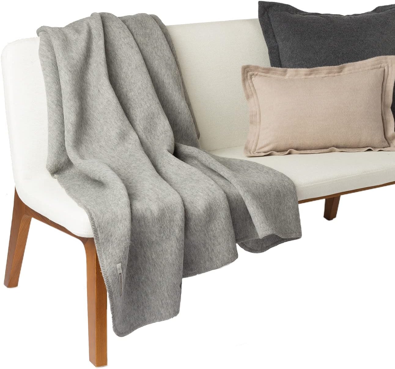 Glamper Alpaca Blanket by Alicia Adams Alpaca | Throws for Couch, Bed or Armchair Winter Blanket |51 x 71 in. White