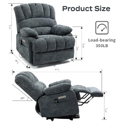 Recliner/Recliner Chairs for Adults/Lift Chair Recliners for Elderly，Massage Recliner with Heat/USB Charge Port Suitable for People up to 6Ft