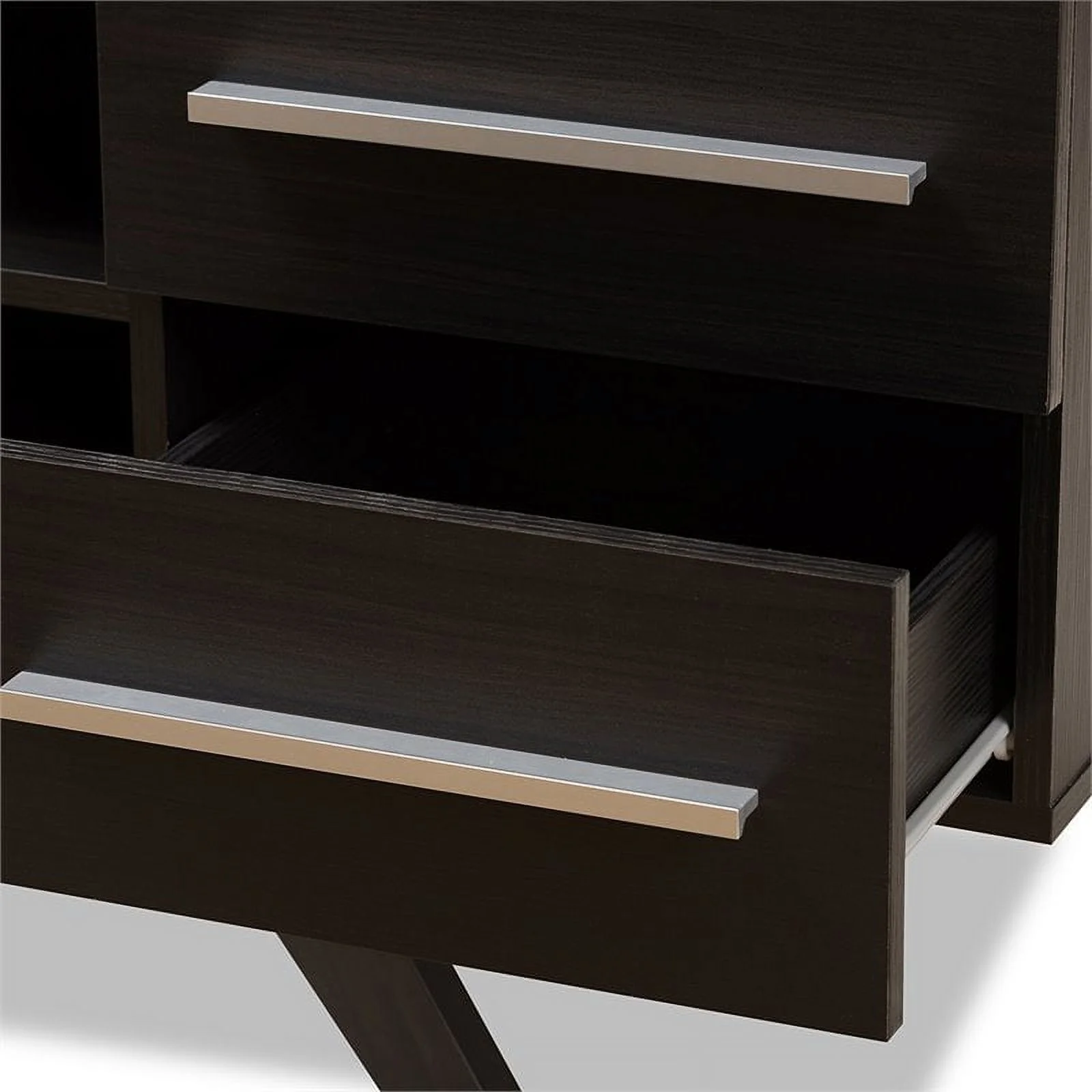 Bowery Hill 60" Mid-Century Modern TV Stand Console Entertainment Center in Dark Brown