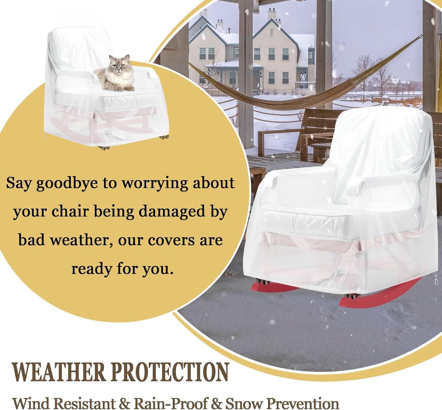Patio Rocking Chair Cover, Swivel Rocker Chair Cover for Outdoor Furniture, 27.5''W x 32.5''D x 39''H, Patio Swivel Chair Covers Waterproof