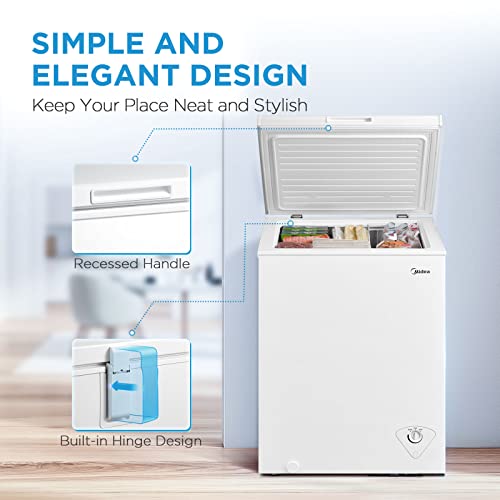 Midea MERC04C4BAWW 3.5 Cubic Feet Chest Freezer, Cu.ft-Convertible, White