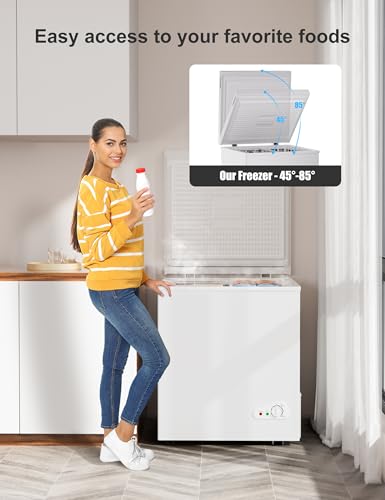 7.0 Cu Ft Chest Freezer - Energy Efficient & Quiet Mini Freezer with Adjustable Thermostat - Compact Deep Freezer for Home, Apartment, and Garage