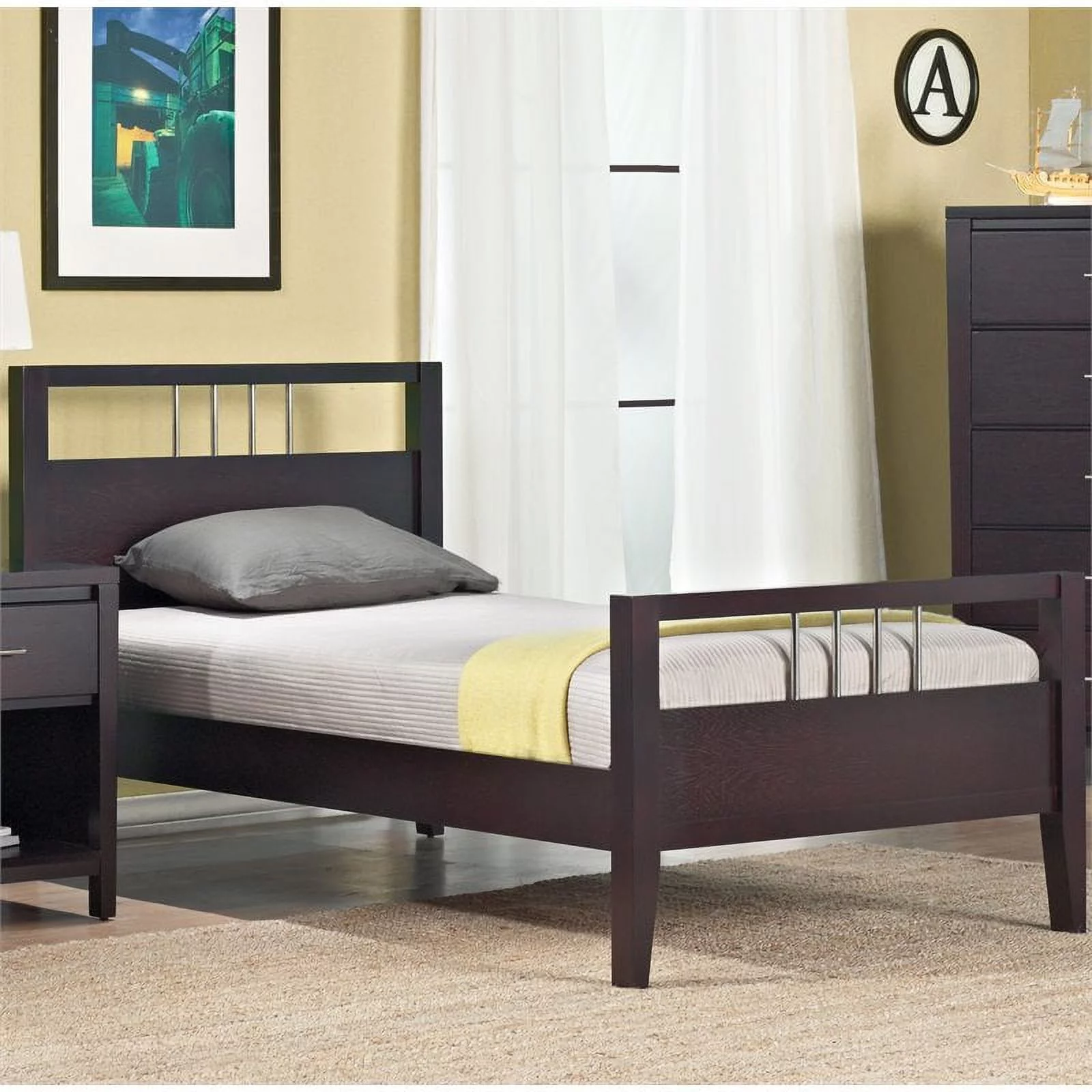 Modus Nevis California King Solid Wood Panel Platform Bed in Espresso