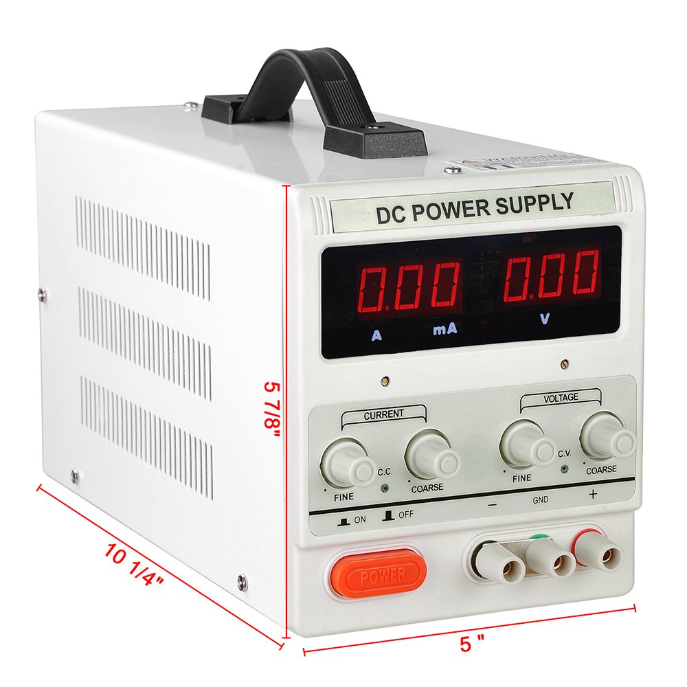 Yescom 110V AC 30V 10A DC Power Supply Precision Variable Digital Adjustable w Clip Cable