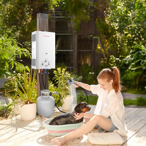 GASLAND BE158 Propane Tankless Water Heater 6L, Outdoor Portable Hot Water Heater, Overheating Protection, Easy to Install