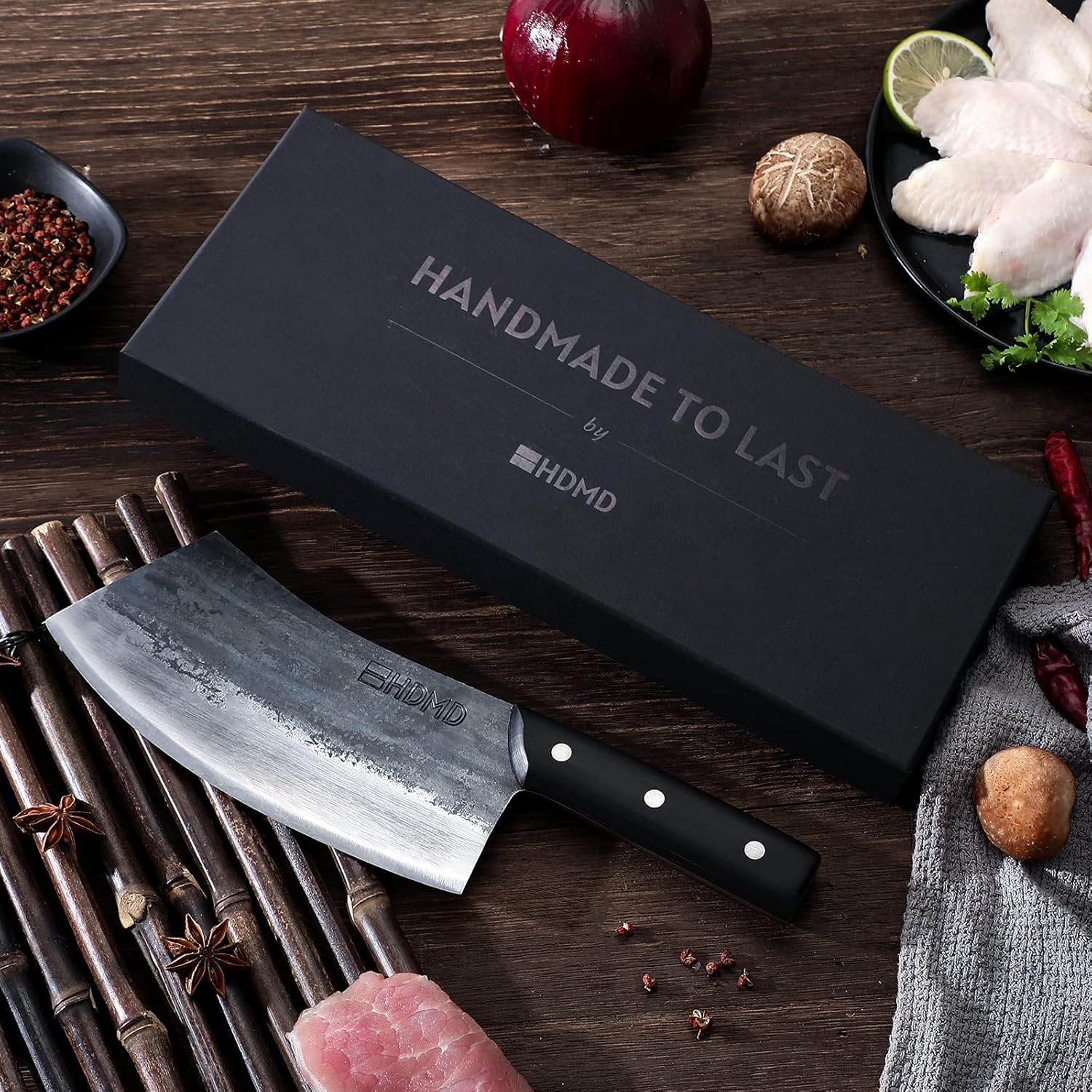 Serbian Chefs Knife Carbon Steel Butcher Knife For Meat Cutting