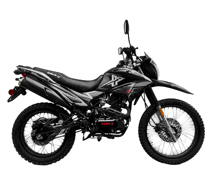 HHH Upgraded New XHawk Enduro 250cc Motorcycle RPS Dual Sports Dirtbike, 5 Speed Enduro Bike (Black) - Extra Large