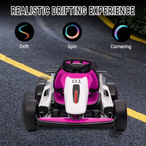 24V Go Kart for Kids, Electric Drift Kart with 2X200W Motor, 7AH Battery, Drift Function, Electric Pedals, and Safety Belt
