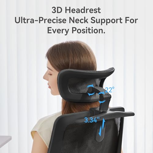 SIHOO M59AS Ergonomic Office Chair, Desk Chair with 3D Flip-up Armrests, Computer Chair with Dual Back Design and Adaptive Dynamic Lumbar Support