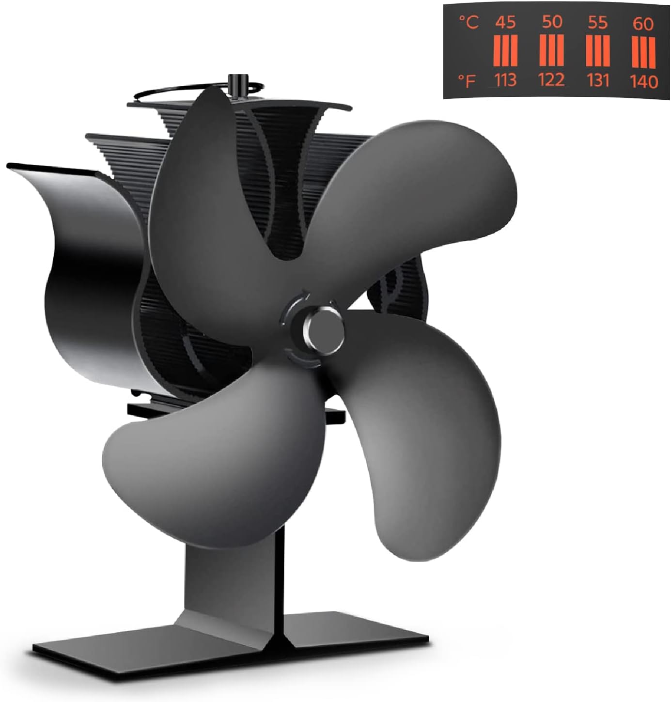 Heat Powered Stove Fan,4 Blades Heat Powered Wood stove Fan non-Electric ecofan for Home Circulating Warm Air Accessorie