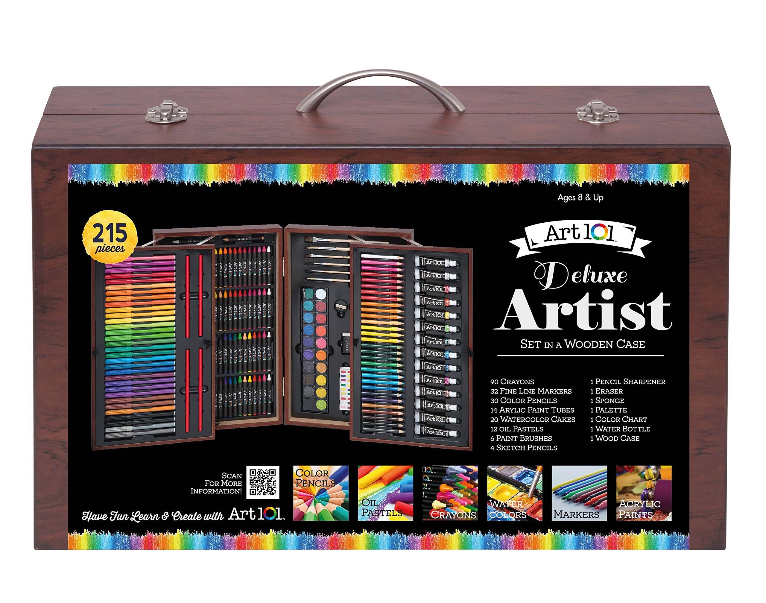 Art 101 Deluxe Artist Set in Wood Case (215 Piece)