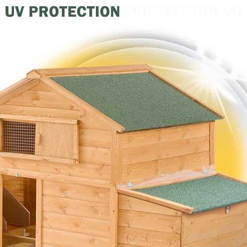 Large Chicken Coop with Wheels,Mobile Hen House for 4-6 Chicken,Portable Chicken House with Nesting Box,Wooden Poultry Cage,Waterproof Rabbit Cage