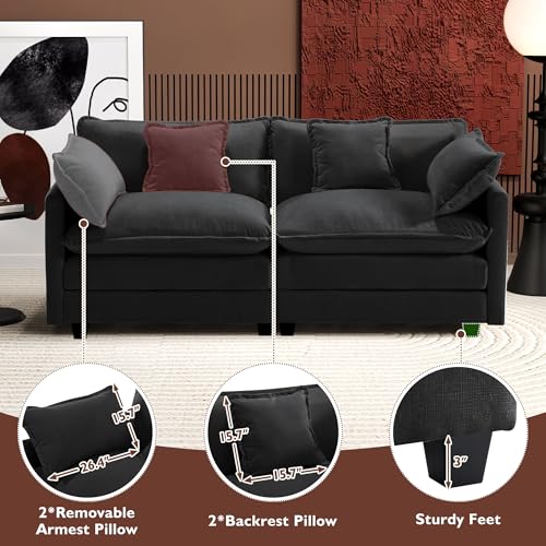 Ihanherry 111.4" U Shaped Modern Cloud Sofa Modular Sectional Couch with 2 Ottoman, 5-Seat Chenille Deep Seat Sofa with Pillow for Living Room