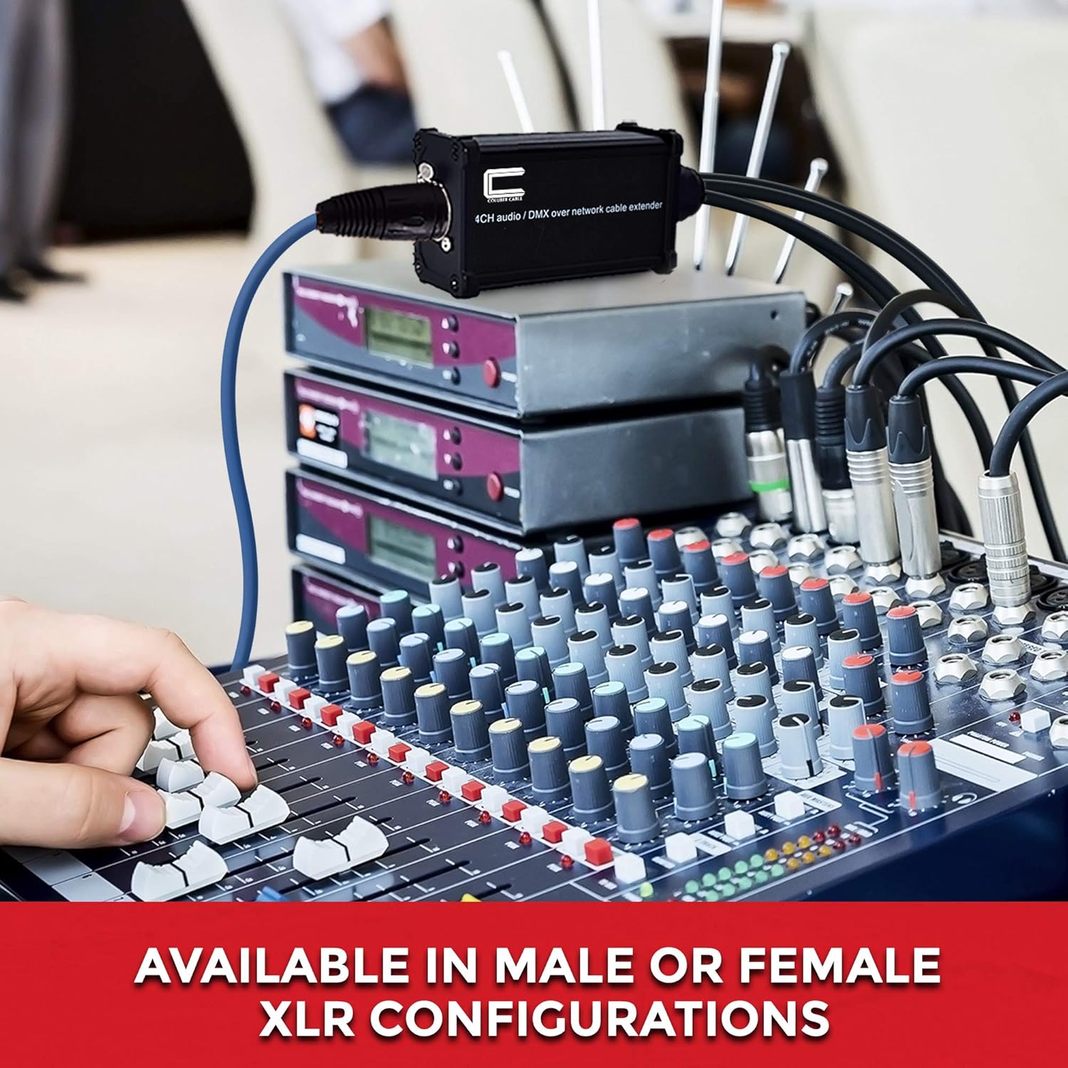 XLR Over Cat5 4 Channel 3-Pin Male Female to Single Ethernet - XLR, AES, DMX Over RJ45 Cat5/Cat6 Audio Over Ethernet Multi Network Snake Receiver