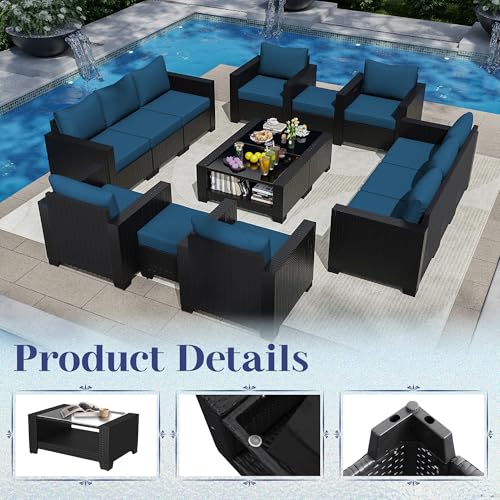 KIGOTY Patio Furniture Set 7 Pieces Conversation Sets, Outdoor Sectional Sofa