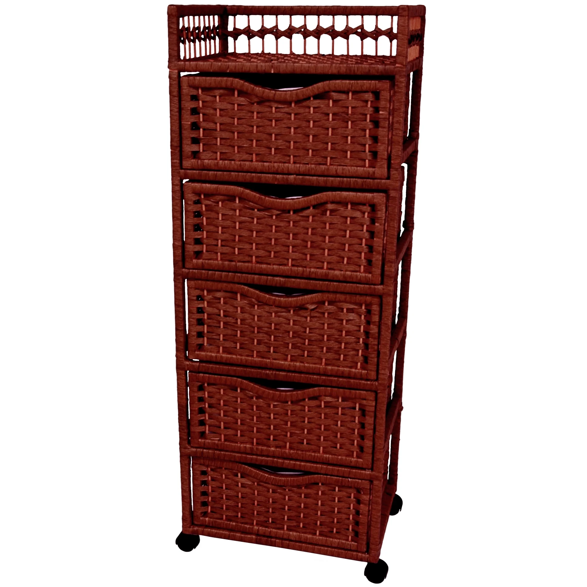 46" Natural Fiber Chest of Drawers on Wheels - Mahogany