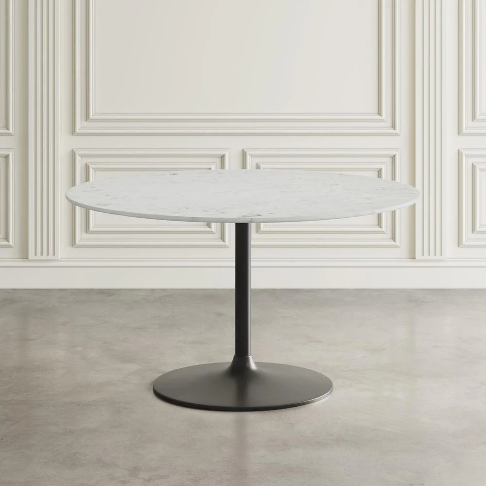 Jofran Rowan 42" Modern Luxury Pedestal Round Marble Dining Table