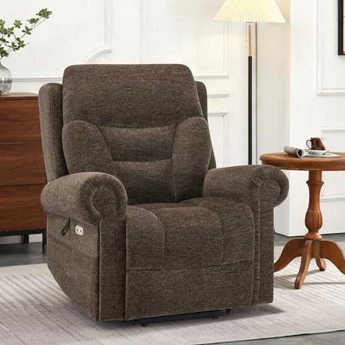 MCombo Triple Motor Power Lift Recliner Chair with Massage and Lumbar&seat Heating, Rolled Arms, Adjustable Headrest for Elderly People