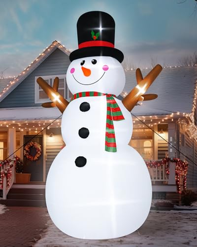 16FT Christmas Inflatable Snowman Outdoor Decorations, Giant Christmas Snowman, Holiday Blow Up Yard Decor with LED Lights