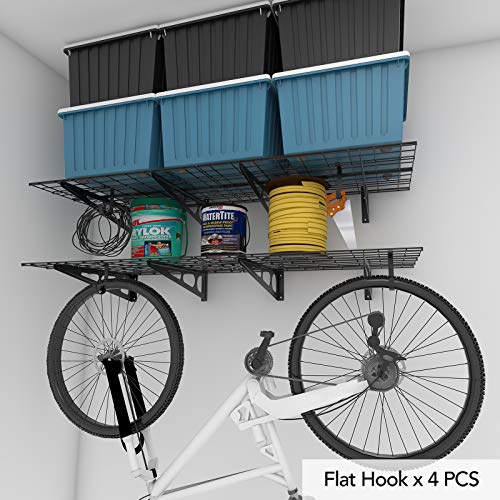 FLEXIMOUNTS 2-Pack 2x6ft Garage Shelving 24-inch-by-72-inch Wall Shelf Garage Storage Rack Floating Shelves, Black