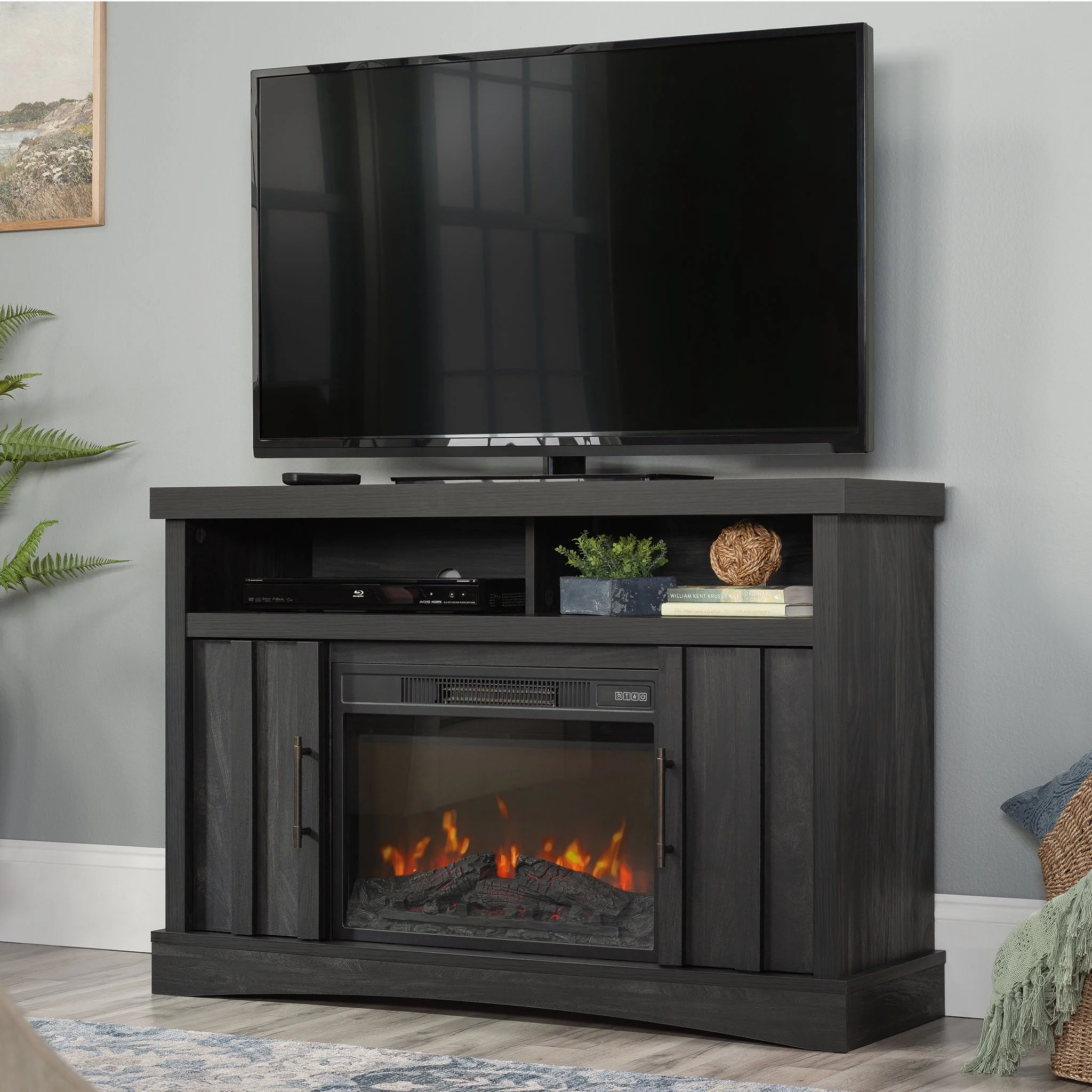 Sauder Entertainment/Fireplace TV Stand. for TV's up to 50. Charcoal Finish
