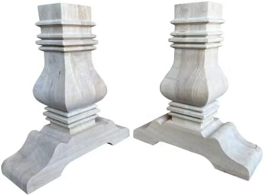 unfinished pedestal base, pack of two,16 inch bench height, wood furniture legs for diy and contract woodworking, trestle legs
