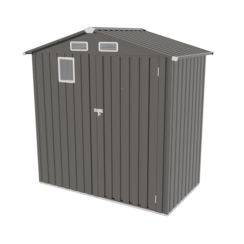 5x3x6FT Outdoor Storage Shed, Galvanized Steel Garden Shed with Lockable Door & Window, Waterproof Metal Tool Storage for Garden, Backyard, Patio