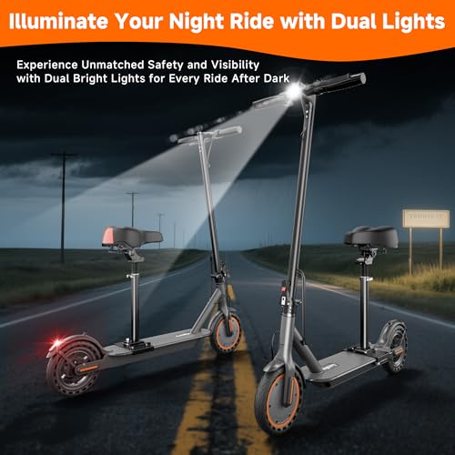 Electric Scooter, Folding E Scooter for Adults with Seat, 350W Motor, 8.5" Tire, 19MPH
