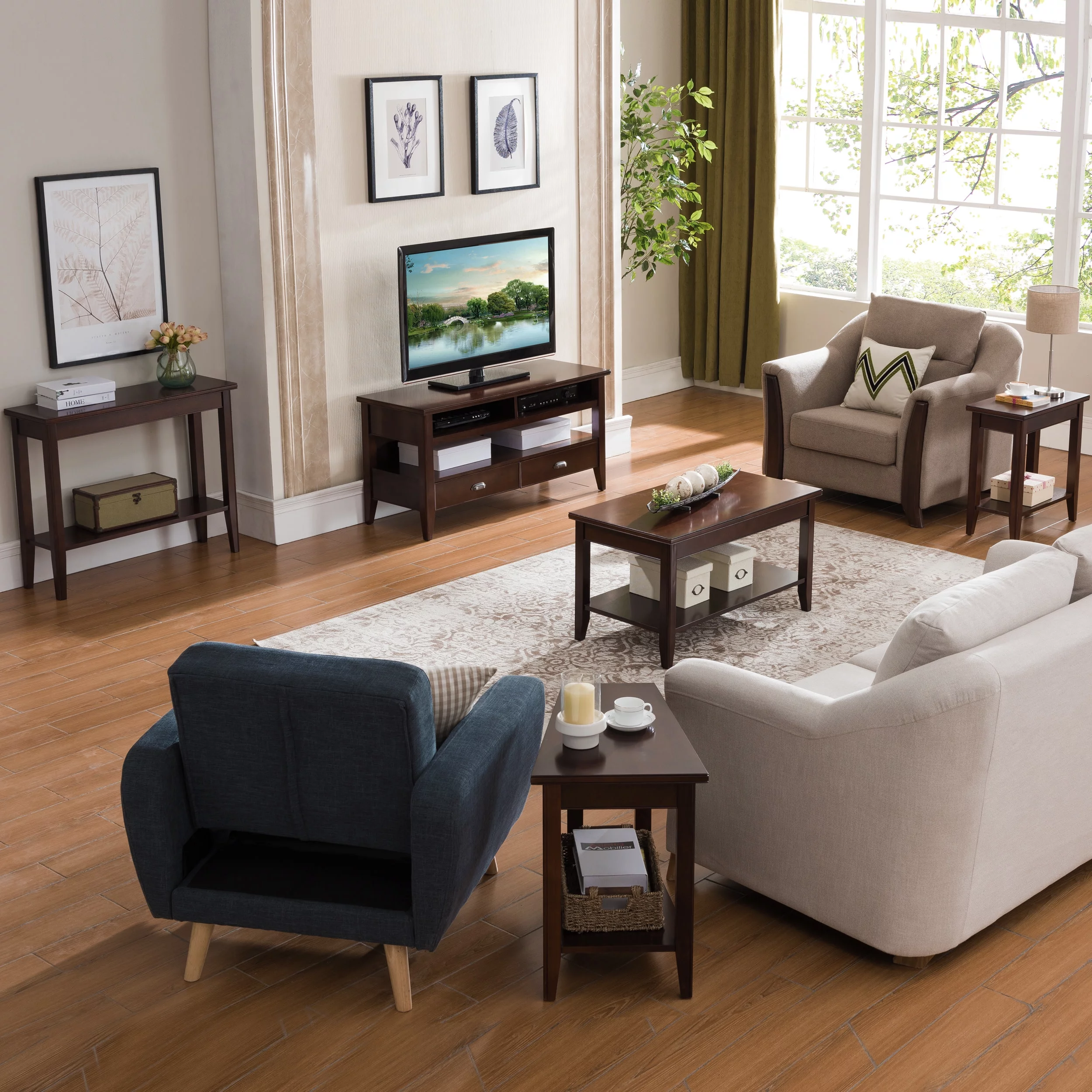 Laurent Recliner Wedge Table in Chocolate Cherry
