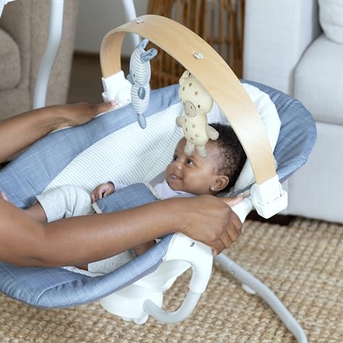 Ingenuity SimpleComfort Lightweight Compact 6-Speed Multi-Direction Baby Swing, Vibrations & Nature Sounds, 0-9 Months 6-20 lbs (Pink Cassidy)