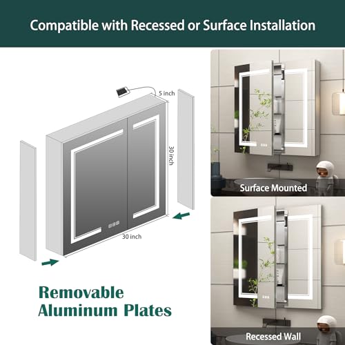 36x30 Inch Led Bathroom Medicine Cabinet Mirror