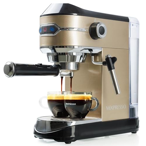 Mixpresso Professional Espresso Machine for Home 15 Bar with Milk Frother Steam Wand, Espresso Maker with Double-Cup Splitter 1450w Fast Heating