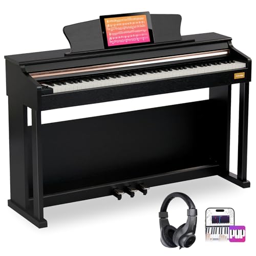 AODSK 88 Key Digital Piano,Weighted Hammer Action Digital Piano with Full-Size Weighted Keys,Triple Pedal,Beginner Bundle with Furniture Stand