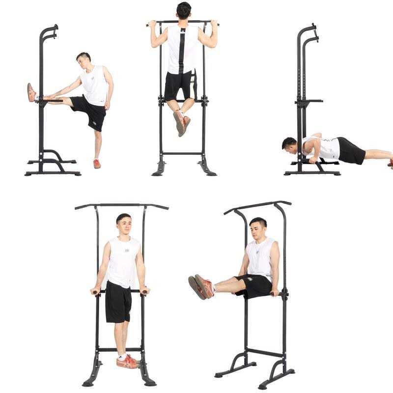 SogesPower Power Tower Dip Station Pull Up Bar for Home Gym Adjustable Height Strength Training Workout Equipment - Sports Supplies Online Store