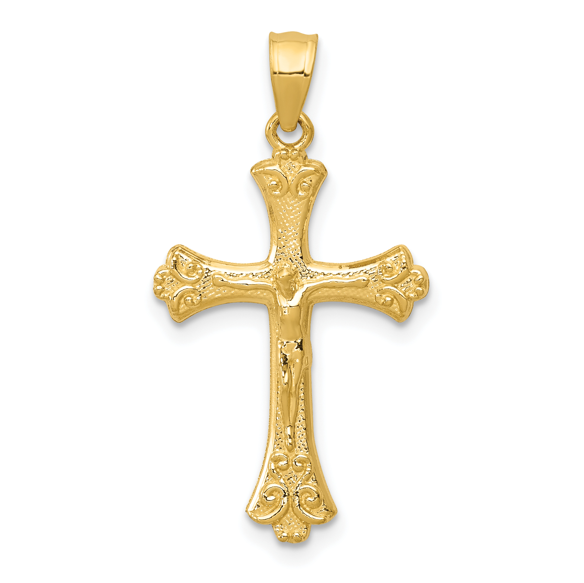 Carat in Karats 14K Yellow Gold Crucifix Pendant Charm (29mm x 16mm)