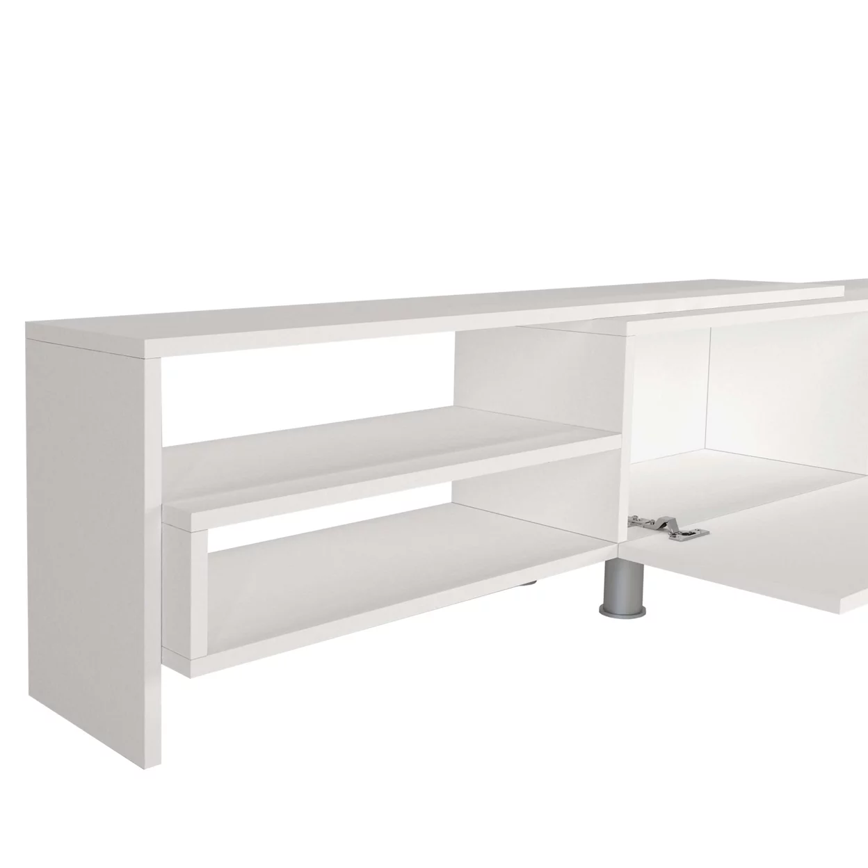 72 Inch Wood TV Console Entertainment Media Center with Storage 3 Piece Set, 2 Floating Wall Shelves, White, Saltoro