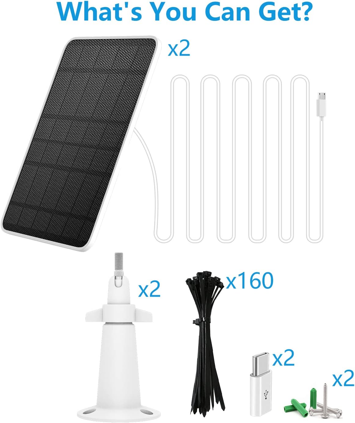 Solar Panels for Wireless Outdoor Security Camera, 5V 4W Waterproof Solar Panel Kit for Rechargeable Battery Surveillance Cam
