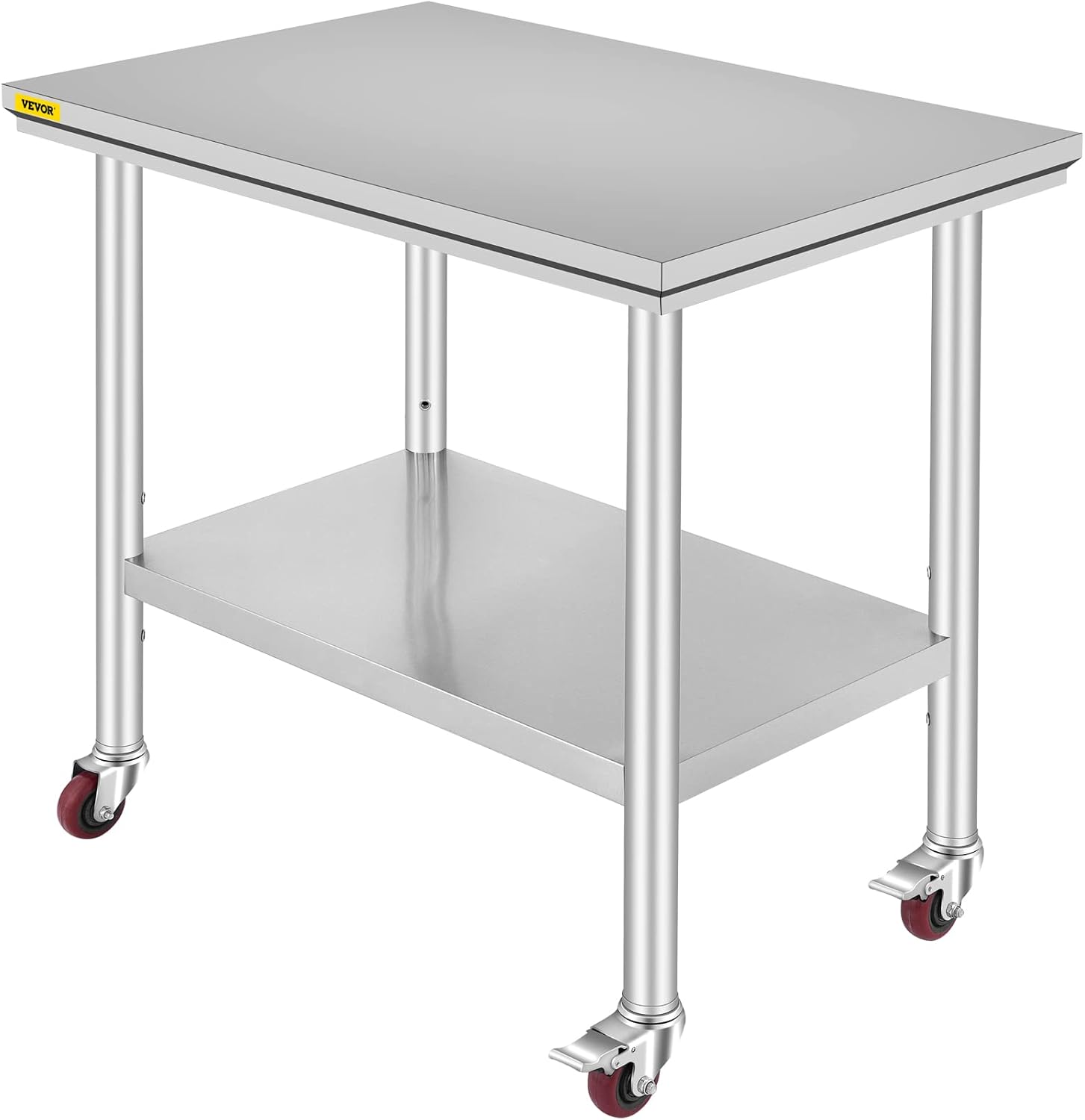 Mophorn Stainless Steel Work Table with Wheels 24 x 30 Prep Table with casters Heavy Duty Work Table for Commercial Kitchen Restaurant Business (24 x