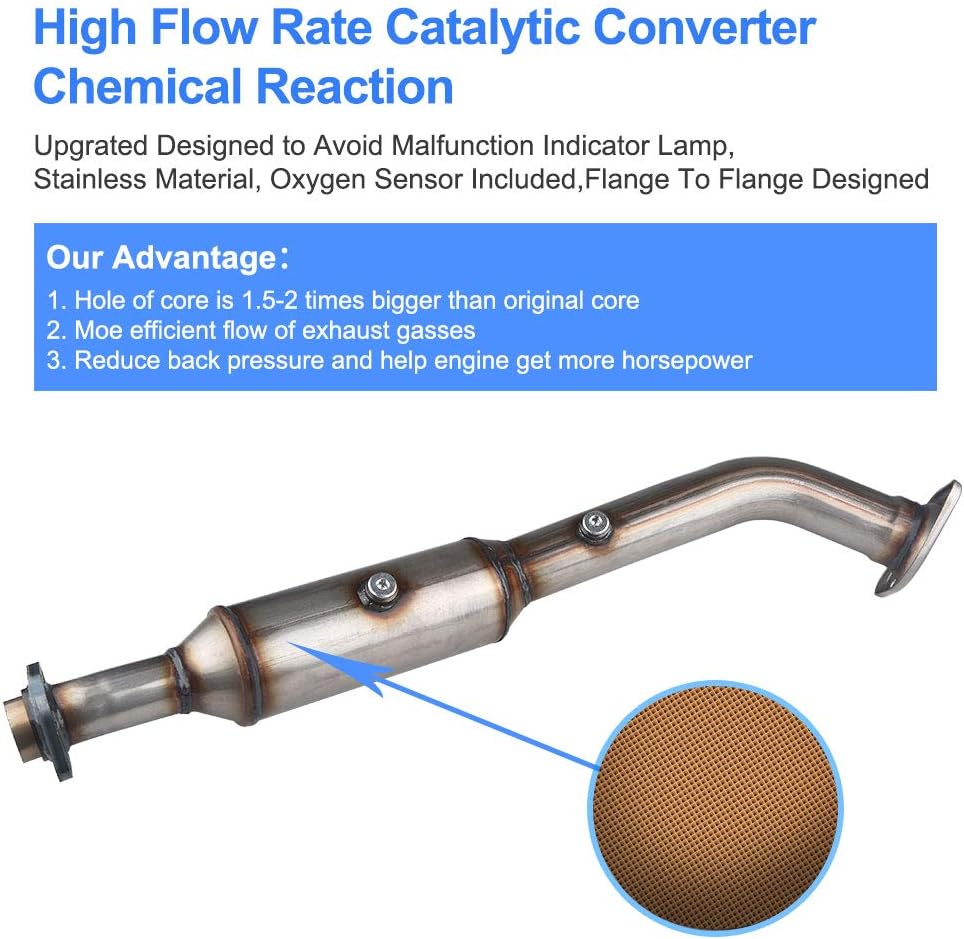 WATERWICH Compatible with Catalytic Converter Honda Element 2.4L L4 2003 2004 2005 2006 2007 2008 2009 2010 2011 Direct-Fit Stainless Steel High