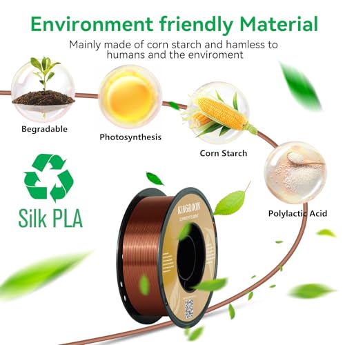 Kingroon Silk PLA Bundle 3D Printer Filament, Dimensional Accuracy +/- 0.03 mm, 10 kg Spool(22lbs)