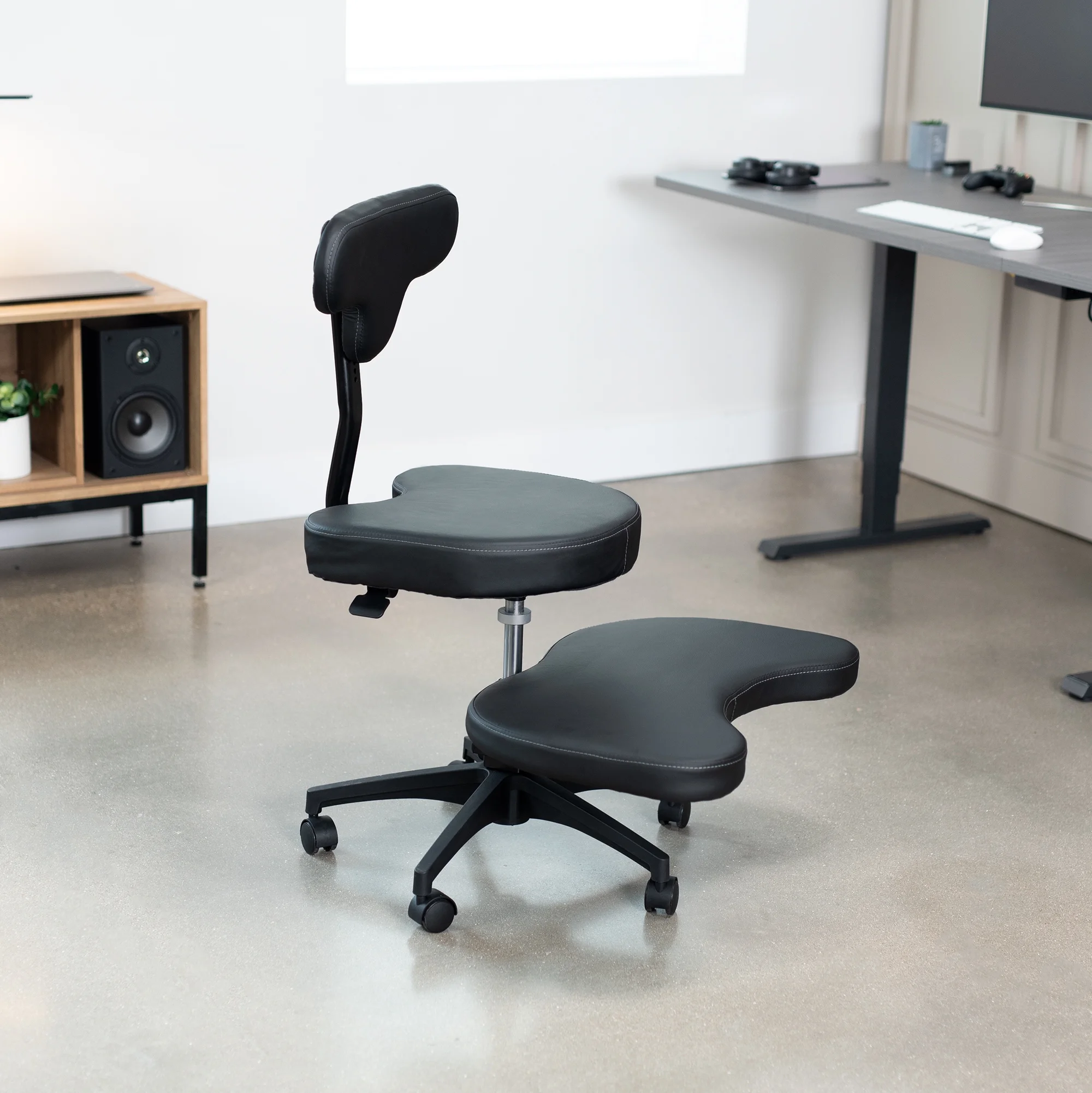 VIVO Black Ergonomic Cross Legged Swivel Chair, Adjustable Stool for Home and Office