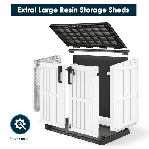 Outdoor Resin Storage Shed 36 Cu. Ft. Garden Horizontal Storage Large Capacity Weather Resistant Storage Box