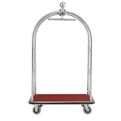 Best Value Silver Stainless Steel Bellman Cart Curved Uprights 6x22 Rubber Casters 985118SL