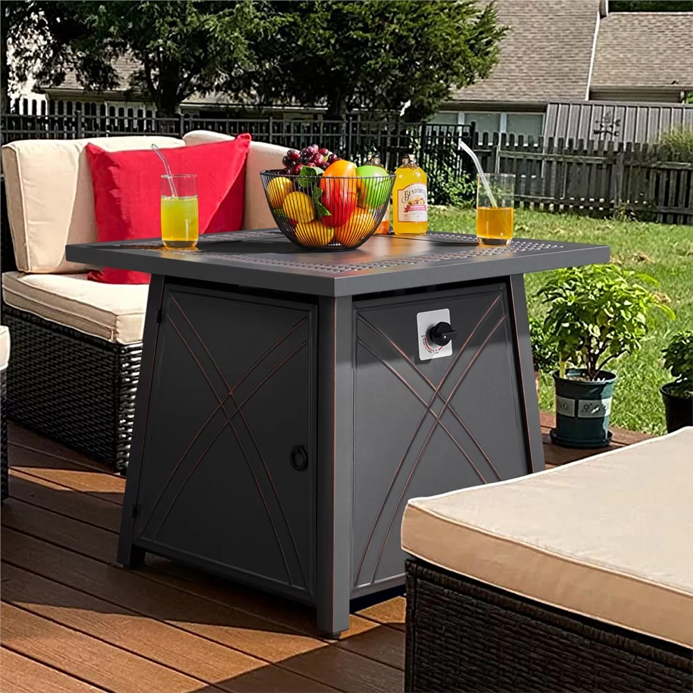Easyfashion 28" Propane Fire Pit Table, Copper