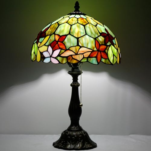 Tiffany Table Lamp Stained Glass Lamp 12X12X19 Inch Antique Reading Light (Sea Blue Pear)