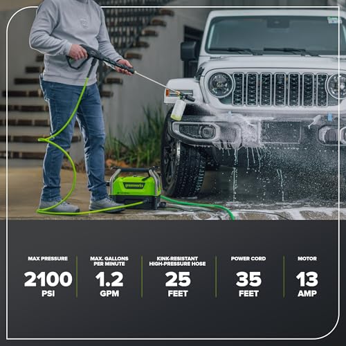 Greenworks 2000 PSI 1.2 GPM Pressure Washer (Open Frame GPW2003) GPW2003