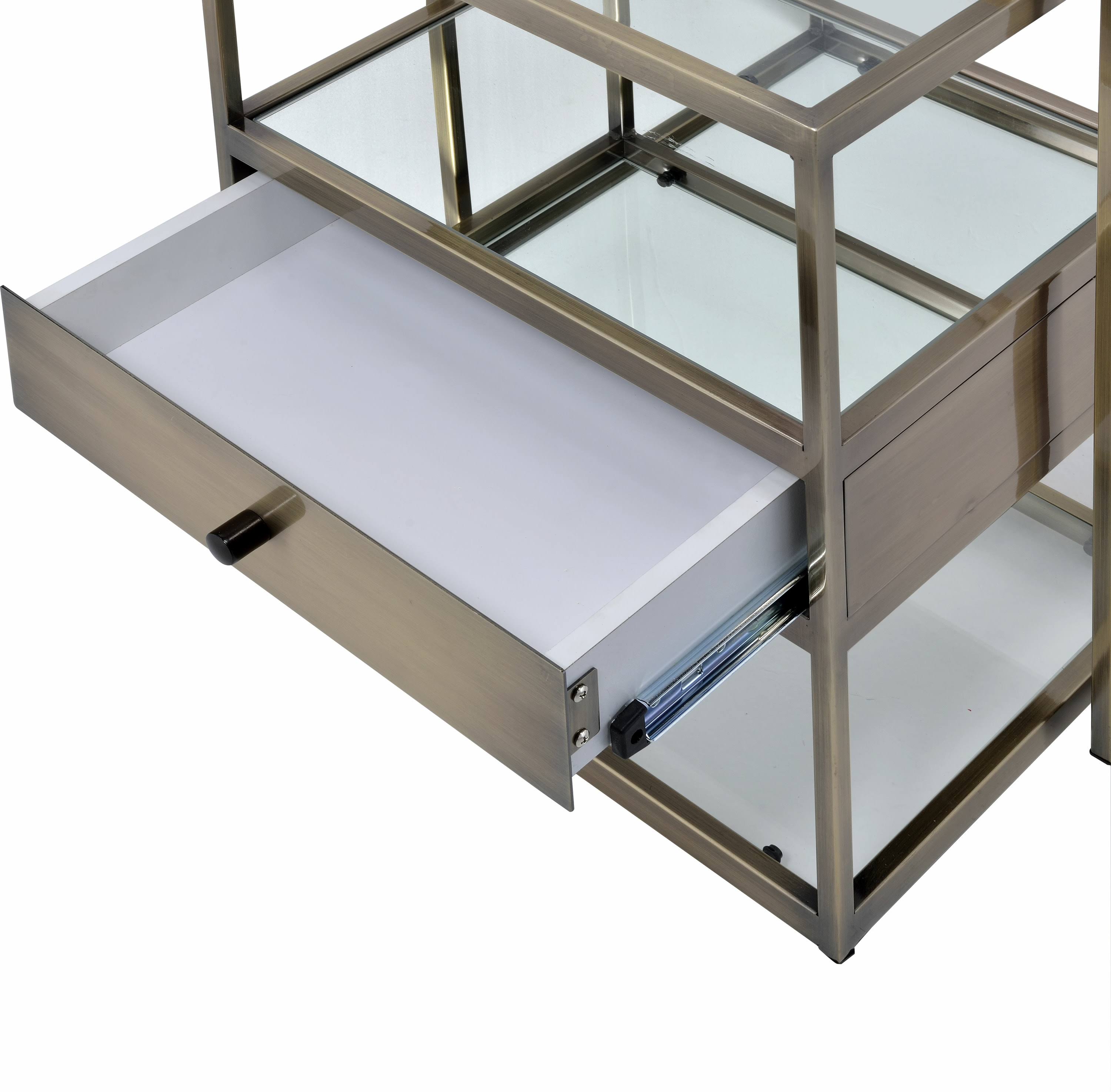 Acme Enca 2 Piece Nesting Tables Set Antique Brass u0026 Clear Glass