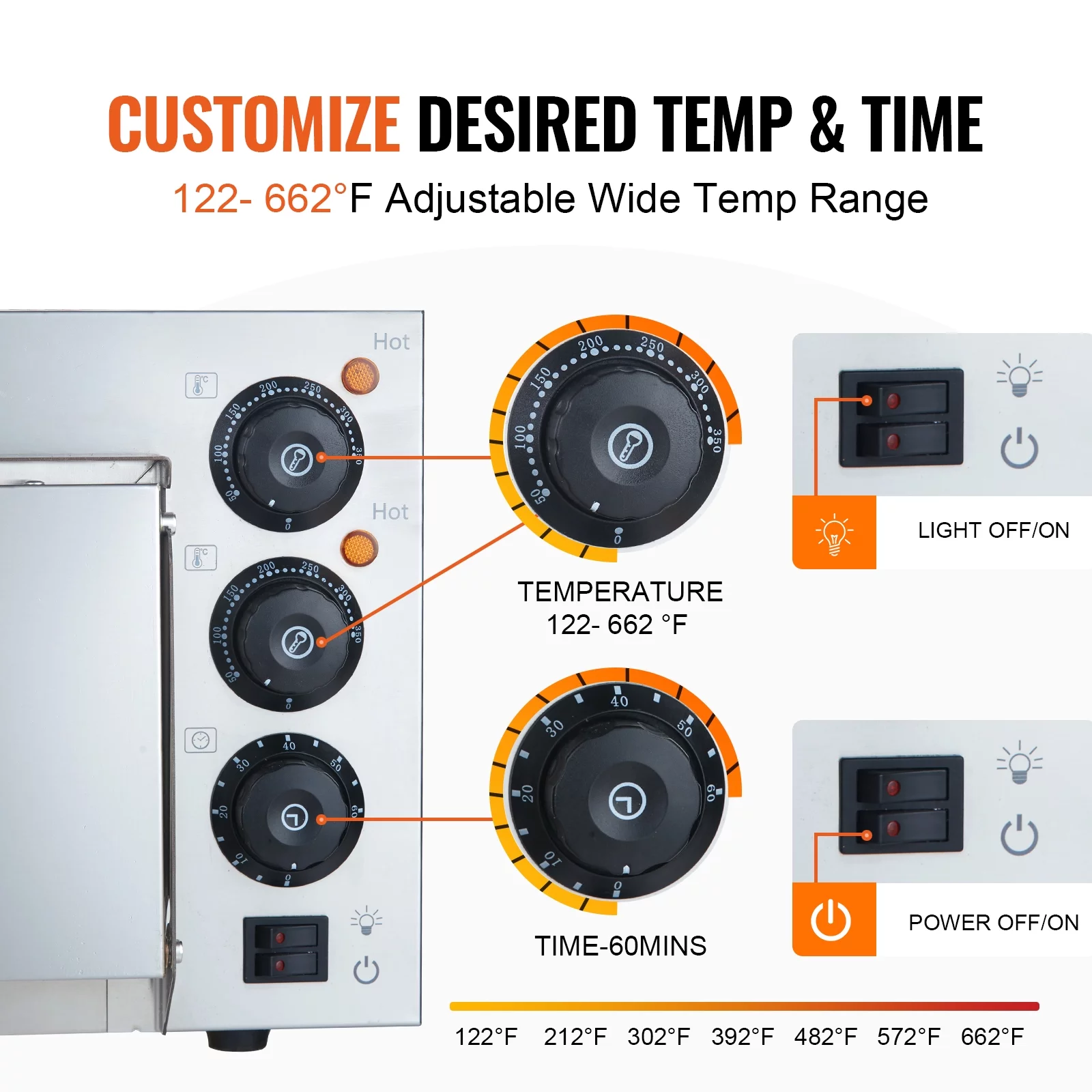 BENTISM Electric Countertop Pizza Oven 16-inch, 1700W Commercial Pizza Oven with Adjustable Temperature & 0-60 Minutes Timer