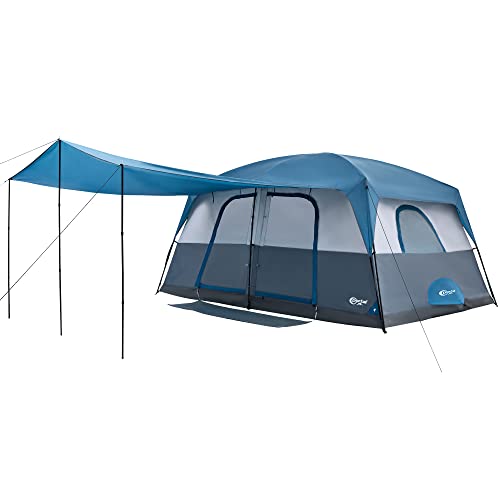 PORTAL 10 Person Camping Tent with Porch, Big Family Cabin Tent with 2 Rooms, 2 Doors, 2 Ground Vents, 6 Large Mesh Windows