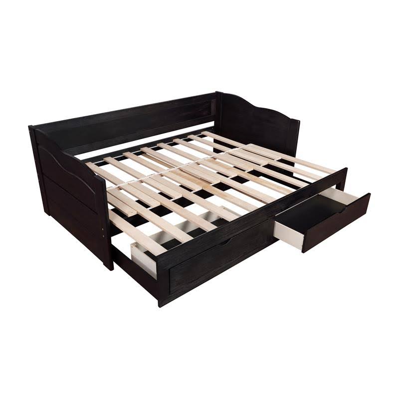 Furniture of America Trosser Transitional Wood Twin Daybed with Trundle in Black - IDF-1743BK